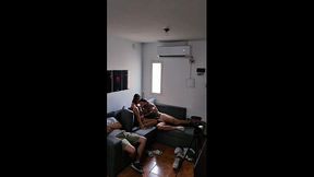 Best friend's girlfriend gets fucked on couch next to him