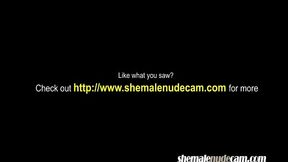 Crossdresser Playing on Webcam Cums on her Panties