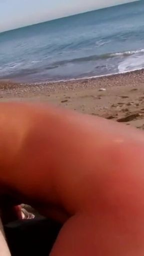 Sandy beach sex with nice anal whore