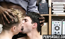 Jock twink thief spitroasted by BBC cops with cumshot