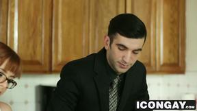 ”Billy  pulls his boss pants down & sucks on his huge dick”