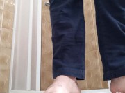 squat pissing in the shower