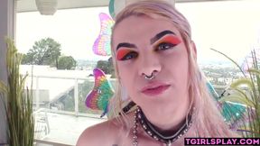 Skinny emo tranny Echo Screams fucked in the ass by a big dick bareback