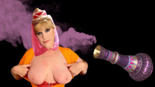 MILF berbadan besar berpakaian sebagai Jeannie menjatuhkan diri ke lutut untuk blowjob basah dan menerima hentakan dalam yang mendalam