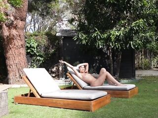 Super Bitch Lily Phillips sunbathes EXPOSED in front of Step Brother