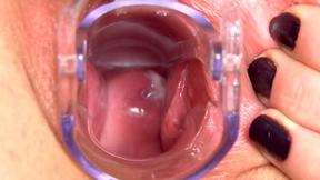 ”Some randy babe giving herself a fast cunt examination”