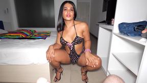 Tiny shaft but big ass Asian ladyboy Nansy fucks guy after he did her first