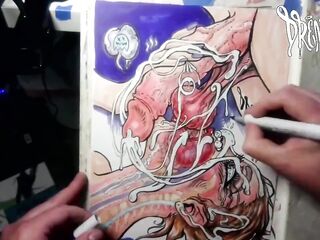She Sucked The Soul Outta My Nuts for a Gigantic Load w/ Xray Vision - Drawing Timelapse by Drenched