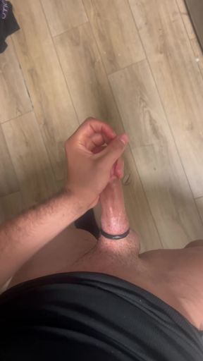 Handsome jock wanks his stiff pole alone in a dimly lit room