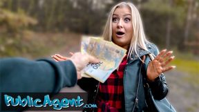 Public Agent &ndash; Beautiful Busty Blonde takes her clothes off in the woods before fucking