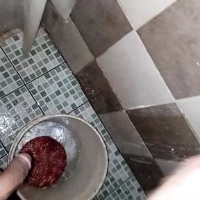 Gay guy shaves his ass and his penis and then masturbates in the shower