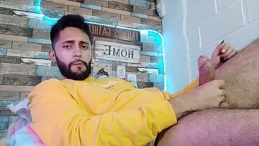 Jerking off, lots of precum, hard as rock and strong orgasm