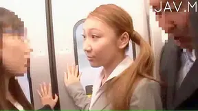 Naughty Train Encounter: Office Worker Seductively Fondled Inside
