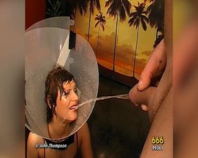 Slut Gets Pissed on and Facial Bukkake