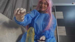 Evil female doctor circumcises my dick and humiliates it because it's very small so she operates on it with a and cuts a piece out of it then transforms into a perverted sexy doctor who makes silly faces and cuts ahegao heads and in the meantime