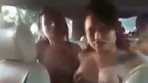 Hot and adorable amateur Desi girls in the car naked
