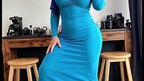 hijab arab shemale in blue teases her divine body, gets anal fucked and cums hard. (ai generated)