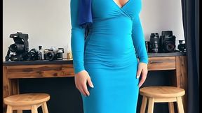 hijab arab shemale in blue teases her divine body, gets anal fucked and cums hard. (ai generated)