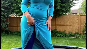 hijab arab shemale in blue teases her divine body, gets anal fucked and cums hard. (ai generated)