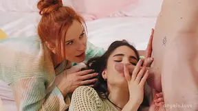 Beautiful models Candie Luciani and Clemence Audiard share a lucky guy's
