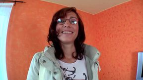 Brunette Babe Double Penetrated on Leather Sofa