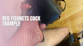 Red Fishnets Cock Trample