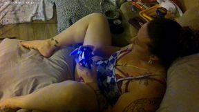 Thick white girl's busty cleavage teased upskirt in public