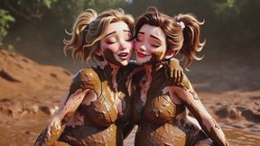 Pregnant Women Making Love in Mud - Lesbian Mud Play