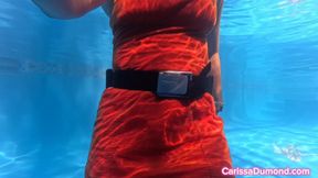 Carissa underwater in heels with scuba and ankle bondage