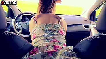 Fucked in his father's car the elastic pussy of his young Russian stepmother