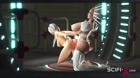 Sci-fi anal sex: super hot college sluts get ass fucked by 3d busty dickgirl