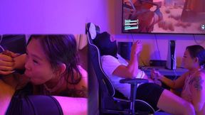emptied his balls while he played video games