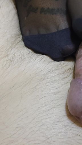 15 Mins of Stocking Feet Rubbing Throbbing Dick