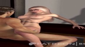 Brunette rides on big tits in POV 3D