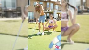 ”Aria’s personal golf coach who wants to teach the chick to hit the ball.”