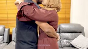Cute Muslim Wife Hira: Sensual Hugs &amp; Kisses in Hijab - Milf Big Ass Press - Pussy Fingering