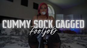 “Cummy Sock Gagged Footjob” [BONDAGE + FJ]