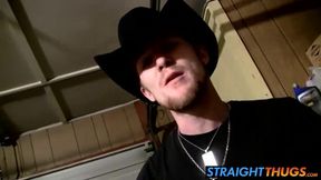 Amateur cowboys Ty and Lee wanking their cocks in the garage