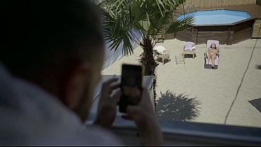 Damn HOT German MILF with big, natural breasts gets fucked by the neighbor.