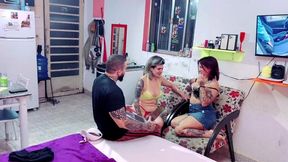 jane moscovis em uma brincadeira com o casal dna