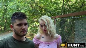 Blonde Greta Foss rides my cock while her pathetic BF watches