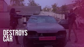 CRUSH CAR Two girls destroys opel omega