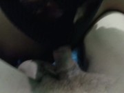 Whore babe sucks my cock like he hasn't got the taste for years. I moaned while he sucked me so hard