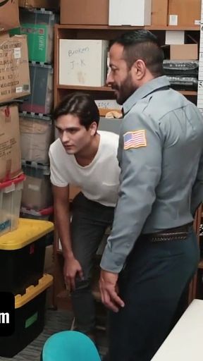 Youngperps - Bratty Attitude Twink Gets Asshole Pulverized by Hung 2 Security Guards