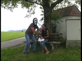 Horny outdoor fucked by the mask man