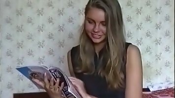 Hot Russian blonde, Alexandra is sucking dicks for money and enjoying while getting facial cumshots