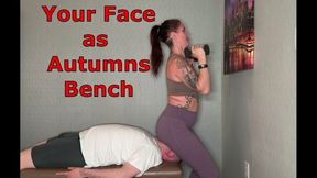Your Face as Autumn Bodell's Bench - Facesitting And Weight Lifting Femdom Orgasms