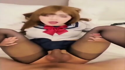 Cute asian sissy takes cock in her ass