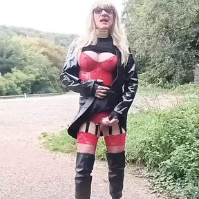 sissy whores in black leather outfit