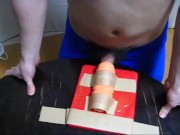 Japanese amateur boy, masturbation by fixing onaho to desk!